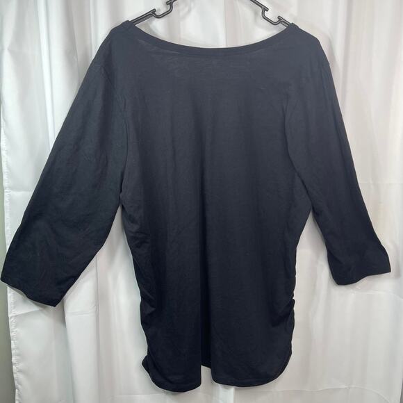 Lane Bryant tee t-shirt blouse top women's 18 - 20 knit black v-neck light wt - Picture 11 of 16